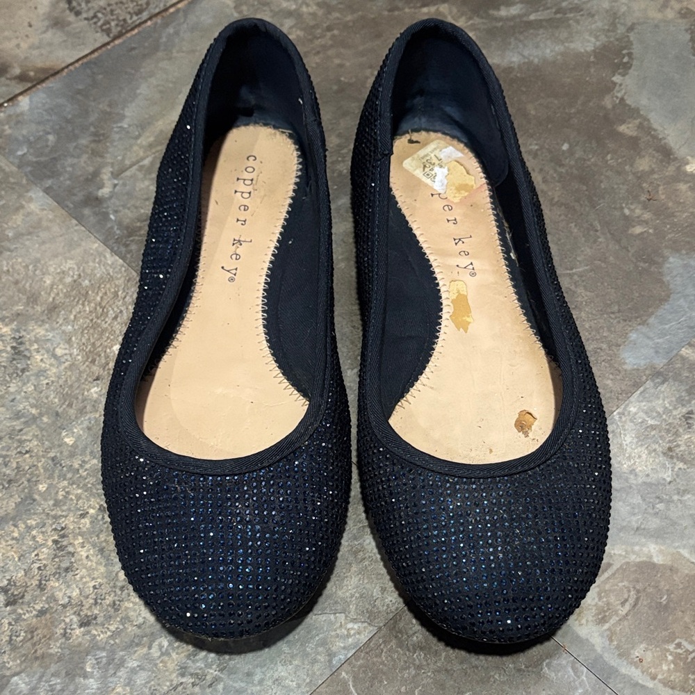 Copper Key Sparkling Navy Blue Women's Flats